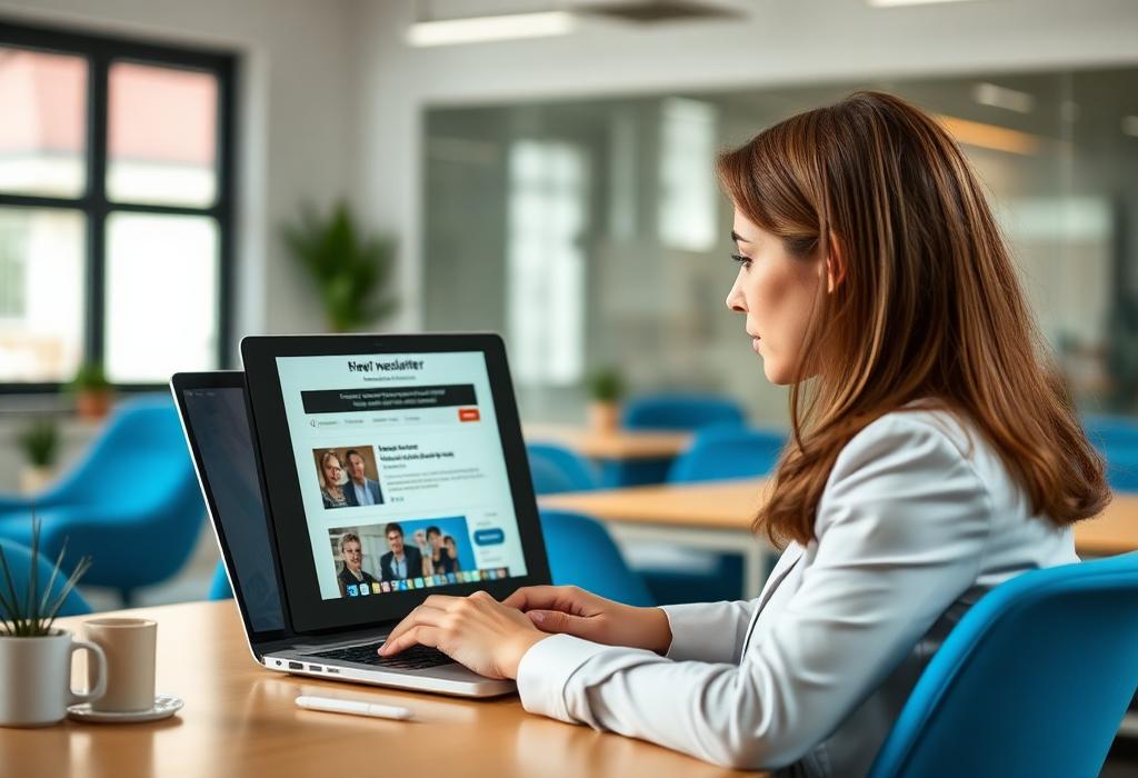 Professional reviewing an email newsletter campaign